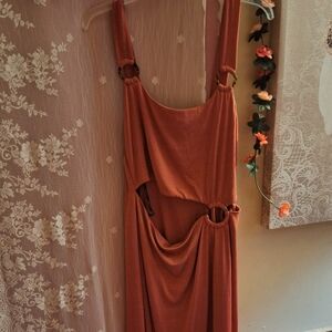 Dark Mauve Cut Out Dress